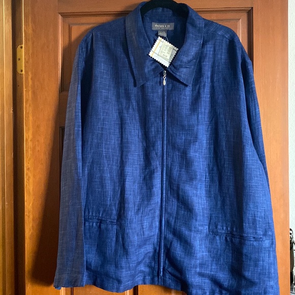 Designs & Co. Lane Bryant New with Tags Dark Blue, Linen/Rayon Jacket Size 26/28 - Picture 1 of 7